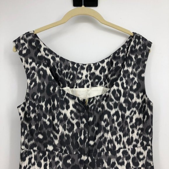 NWOT Kate Spade Deanna Grey leopard print fit & flare satin dress - Picture 13 of 16